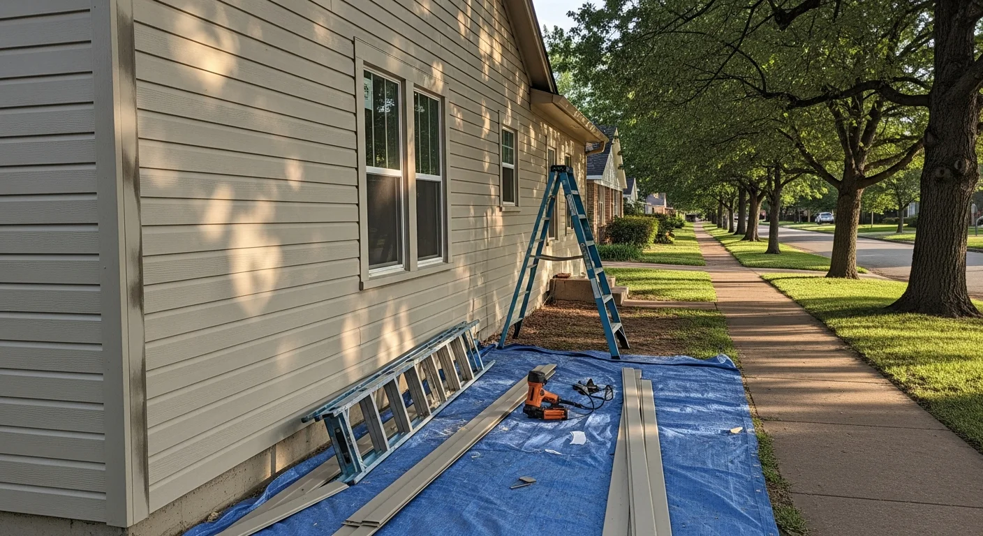 New siding installation on residential home exterior