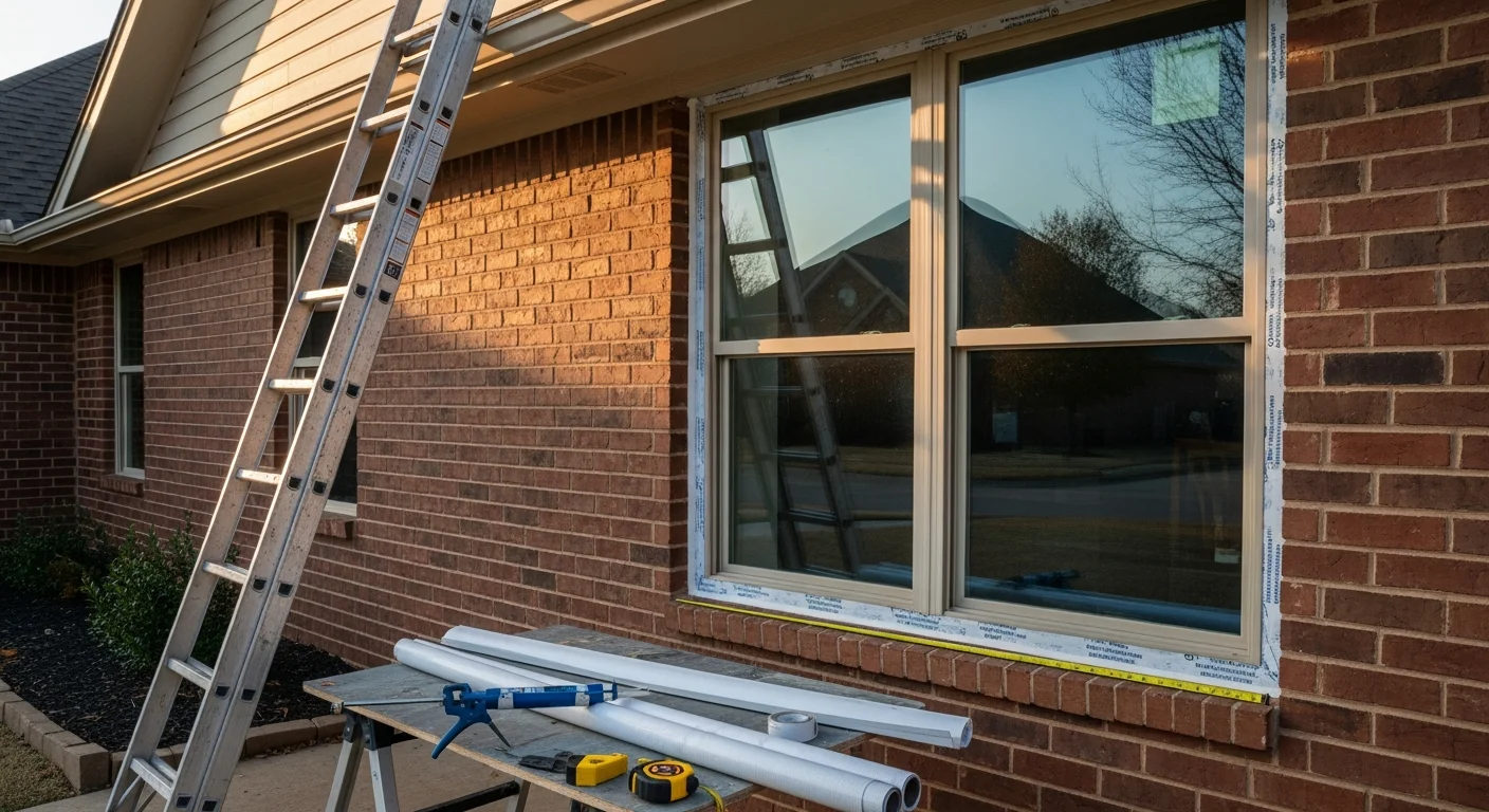 Professional window installation on residential home