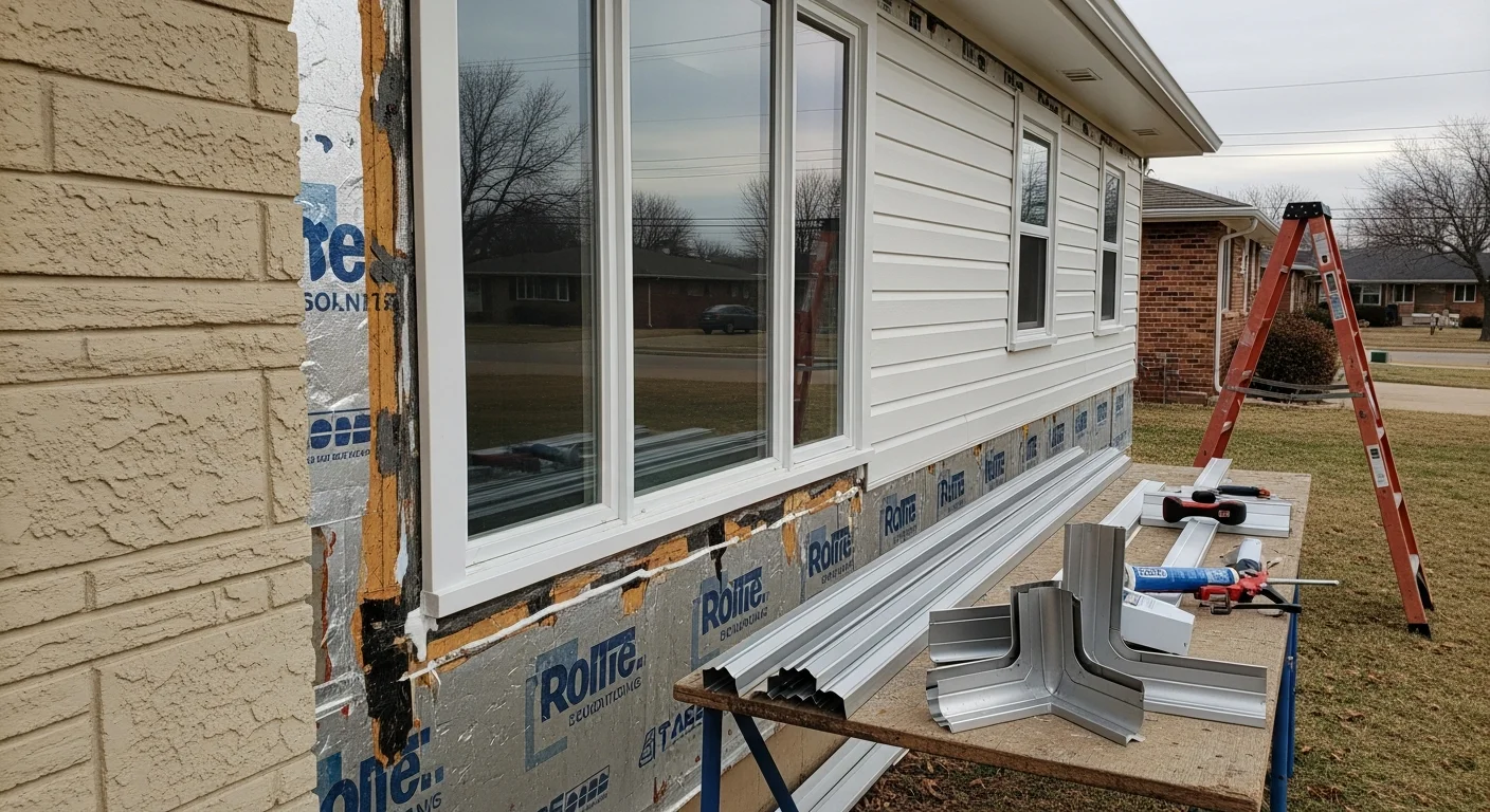 Freshly installed siding on a single-story Yukon, Oklahoma home with clean trim around windows and corners. The exterior shows no visible gaps, cracks, or storm damage against a clear Oklahoma sky.