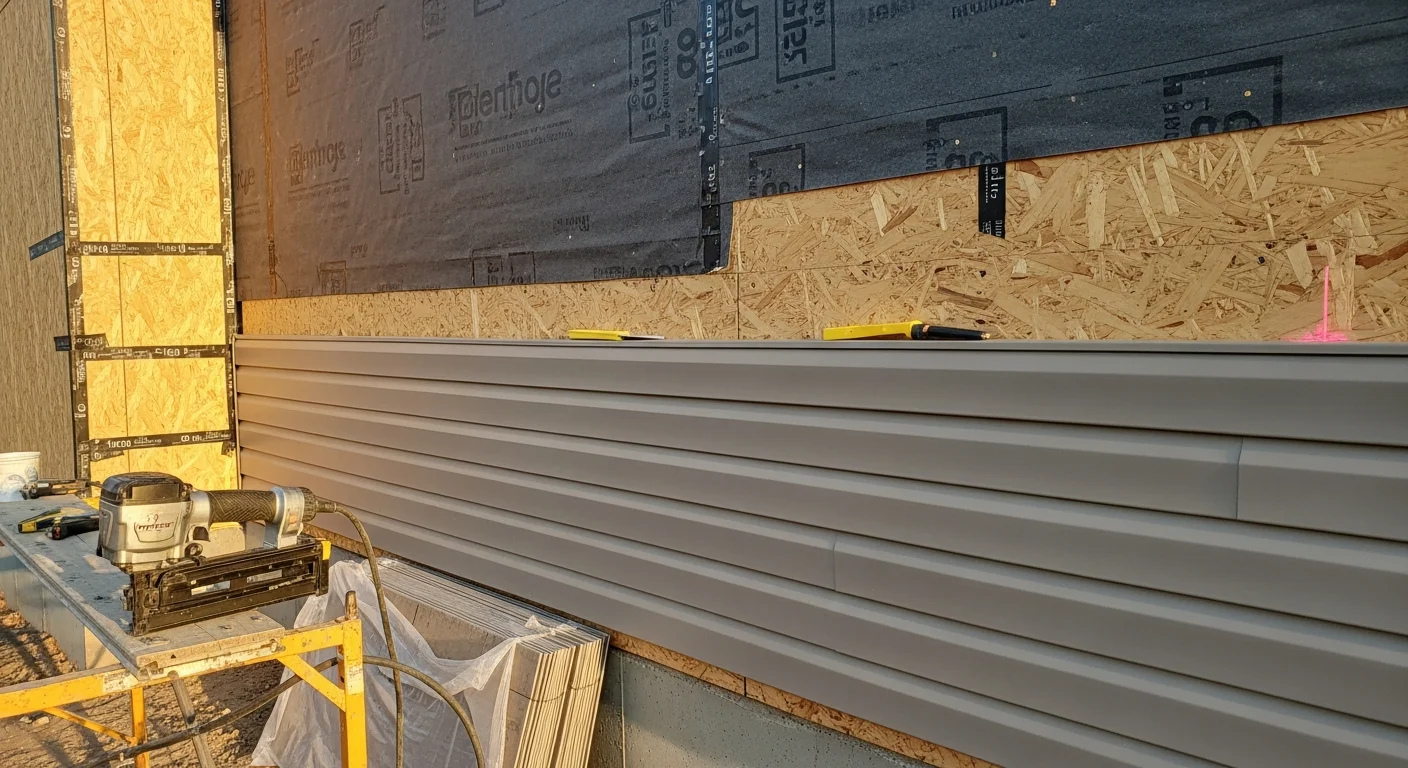 Freshly installed vinyl siding on a single-story Yukon, Oklahoma home with clean panel lines and updated exterior trim. The installation shows tight seams and consistent color across the full front facade.